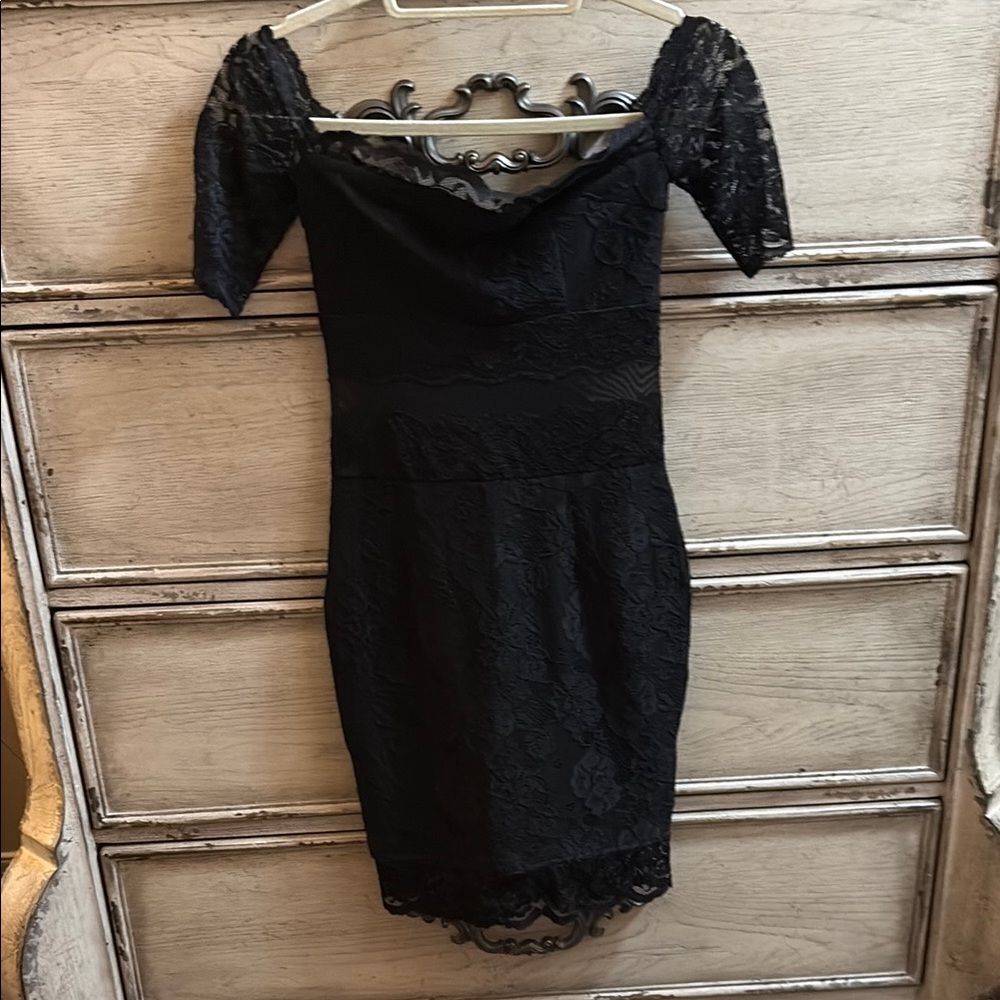 Missguided Black Lace Mini Dress